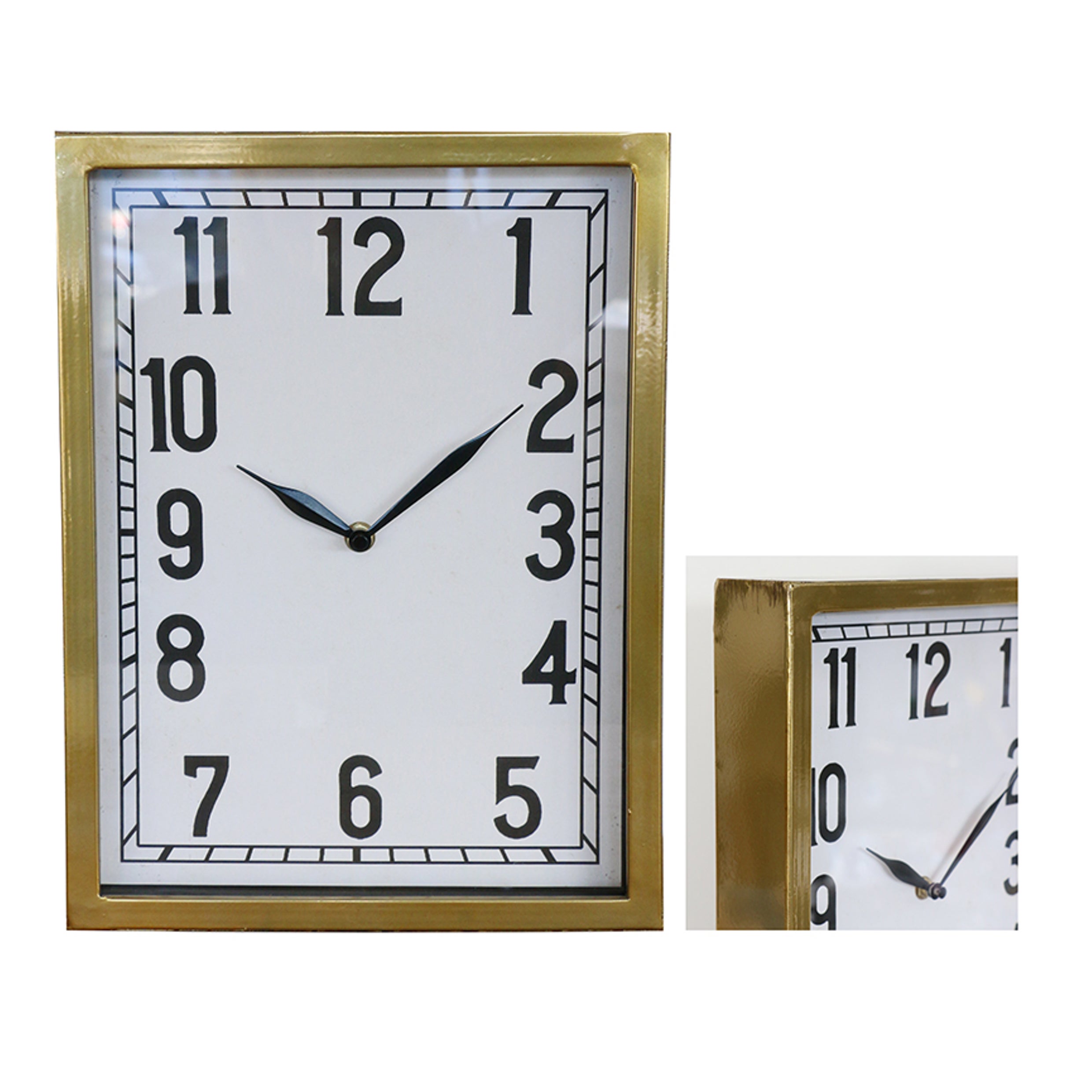 Old Gold Rectangular Wall Clock - Product - CC Interiors
