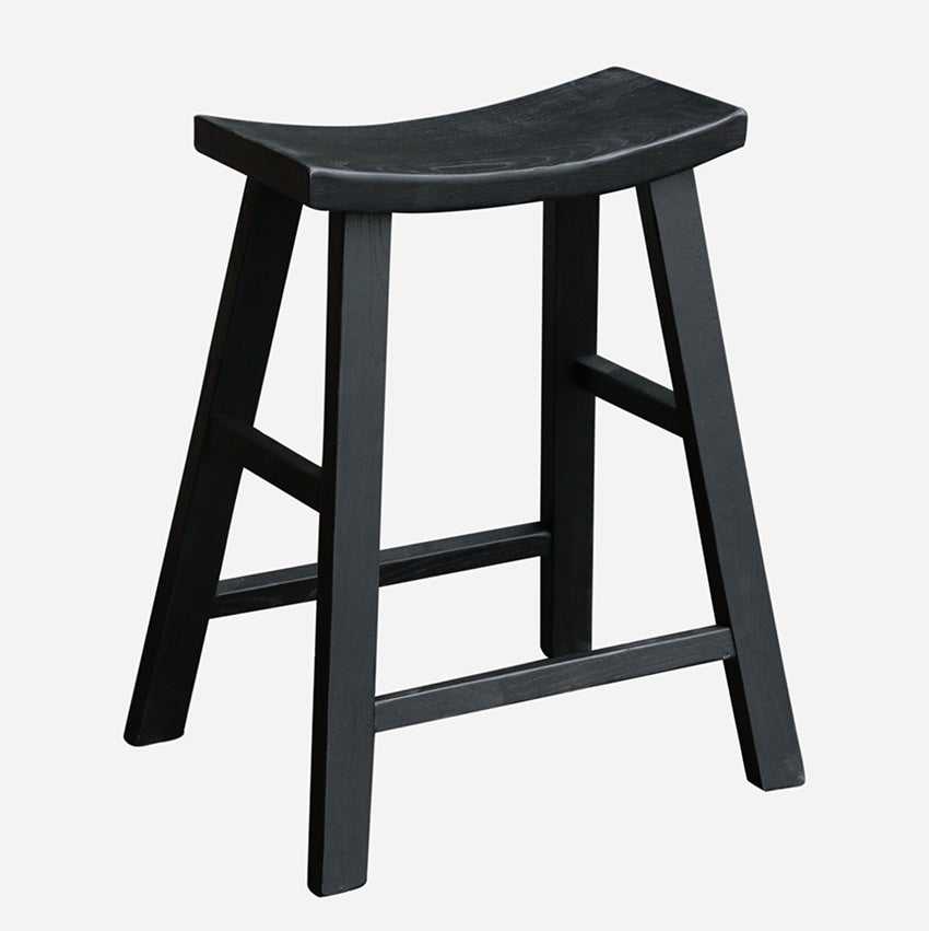 Scandi Elm Bar Stool in Matt Black