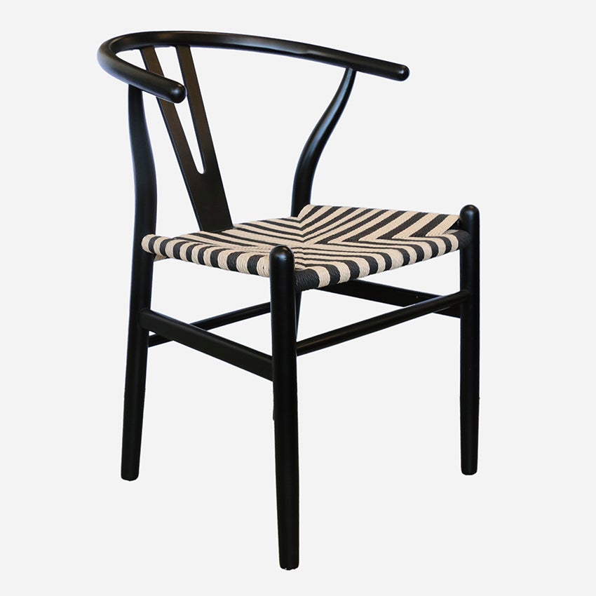 Elm Wishbone Chair in Black with Herringbone Seat