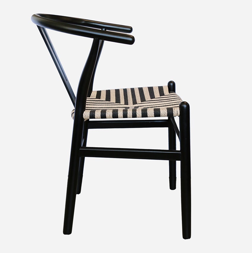 Elm Wishbone Chair in Black with Herringbone Seat