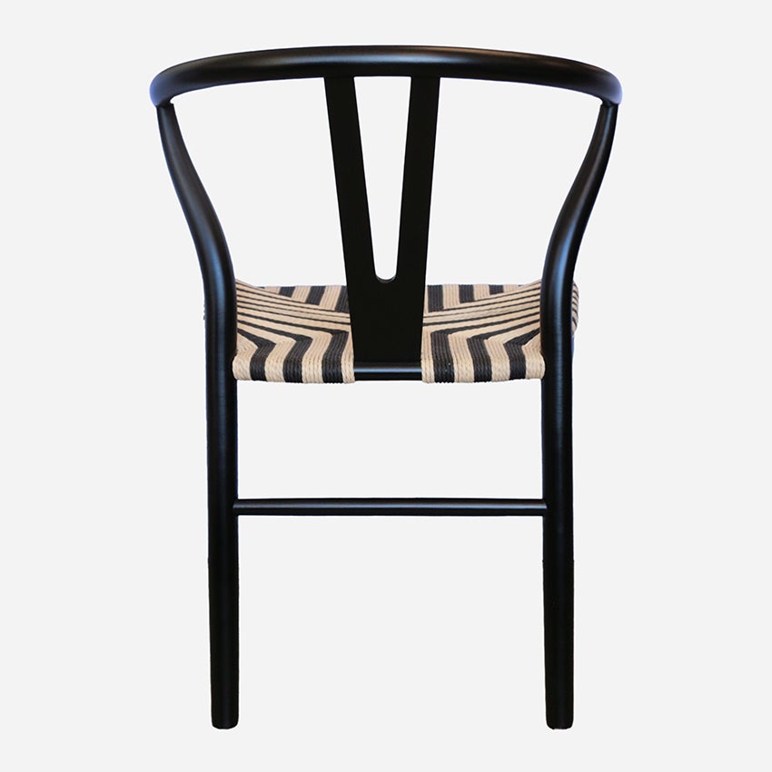 Elm Wishbone Chair in Black with Herringbone Seat