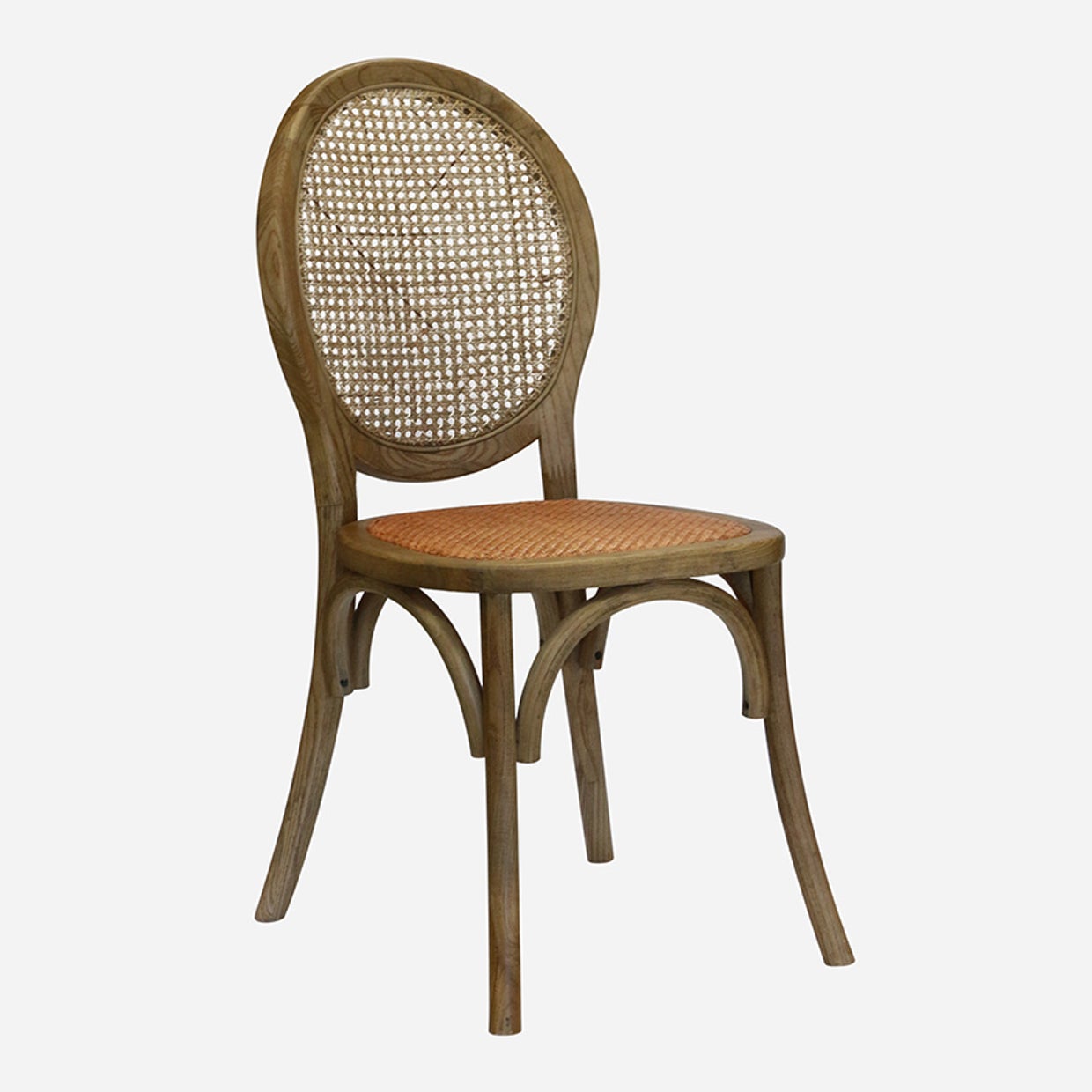 Clichy Elm Balloon Back Chair in Cane & Ash Walnut